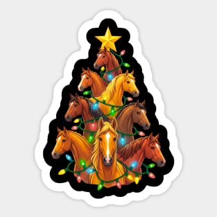 Holiday Horse Tree – Christmas Horses Wrapped in Lights Sticker
